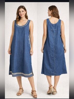 Embroidered Denim Sleeveless Dress Agapo Collection